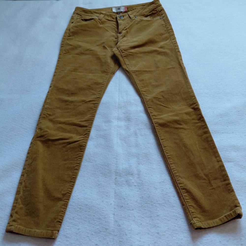 Cabi Skinny Corduroy Jeans Mustard Yellow‎ Mid Rise Womens Size 6